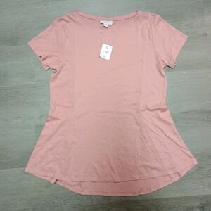 J Jill Pink Tea rose Short Sleeve Swing T Shirt Size Xs